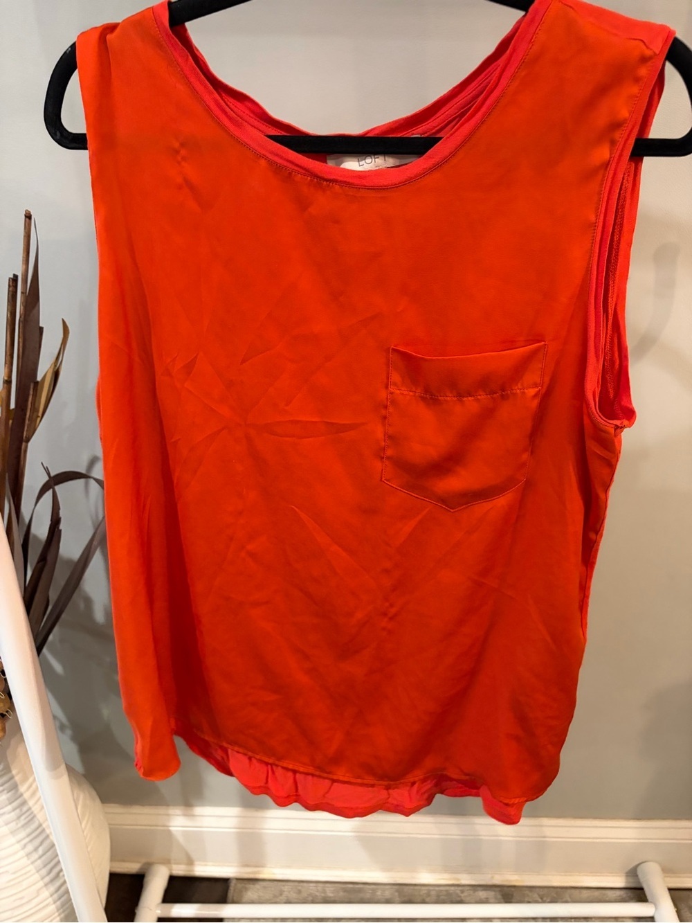LOFT Bright Orange Sleeveless Tank with Chest Pocket size large